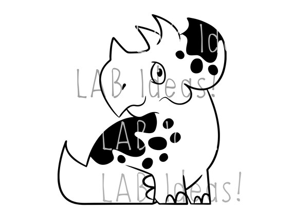 Bébé Triceratops Clipart Dinosaure Svg Eps Jpg Png Dessin Au Trait Et Plein De Couleur Dino Fichiers De Coupe Pour Des Scrapbooks Vinyle