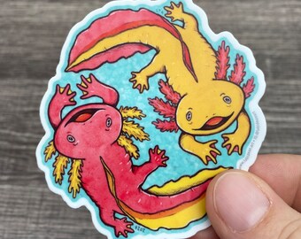 Axolotl Yin Yang 3" Vinyl Decal Sticker