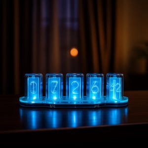 RGB Nixie Tube Clock Perfect Office Desks Bedside Retro Futuristic LED Display for Modern Interiors Touch Lamp Tech Unique Vintage Gift Idea