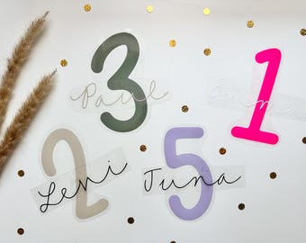 Bügelbild Geburtstag | Kindergeburtstag | Plotterbild | Zahl zum aufbügeln | Geburtstags Shirt | Erster Geburtstag | Zahl und Name | beige