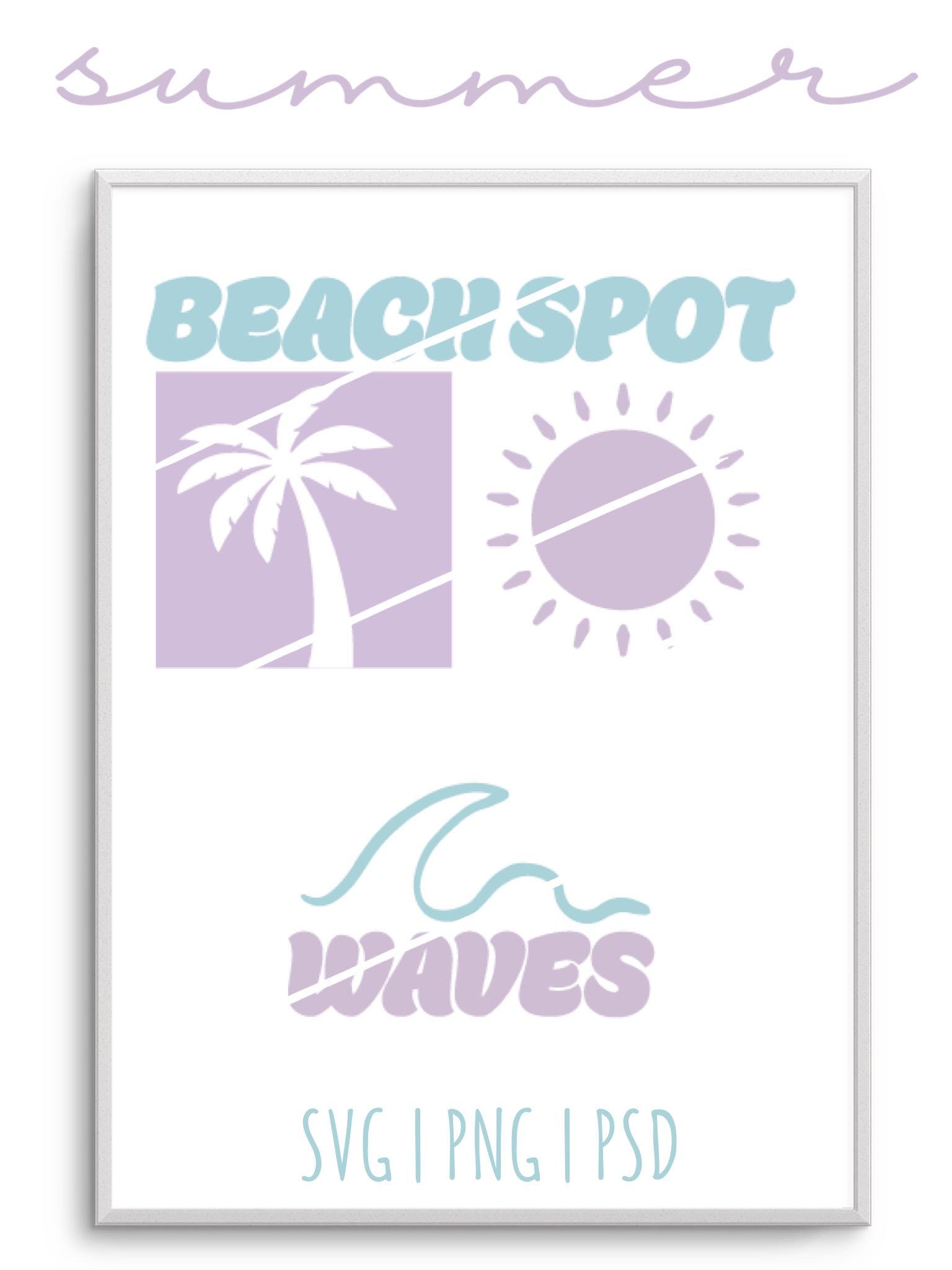 Summer Beach Palm Tree SVG PNG PSD Plotter File – Summer Beach Waves ...