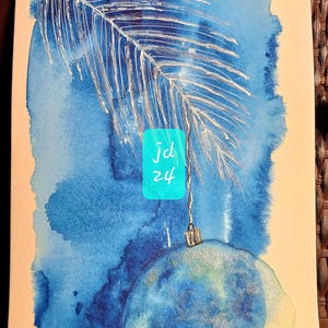 Cartão de felicitações exclusivo, original, pintado à mão em aquarela.