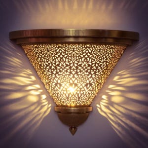 Copper Wall Sconce – Handmade Moroccan Brass Wall Sconce: Oriental Style Light,Decor Sconce Light