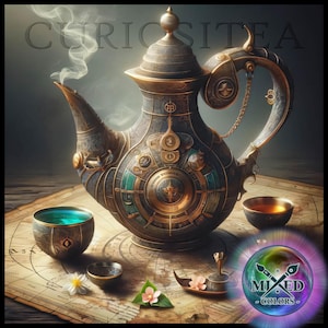 Teiera in peltro decorata, scena di teiera da collezione, Curiositea