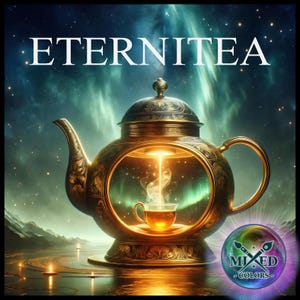Teiera in vetro di peltro ornata, scena di teiera da collezione, Eternitea