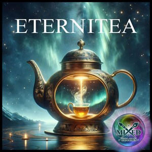 Teiera in vetro di peltro ornata, scena di teiera da collezione, Eternitea