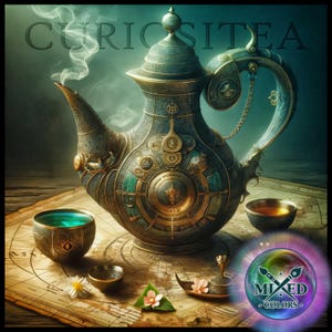 Teiera in peltro decorata, scena di teiera da collezione, Curiositea