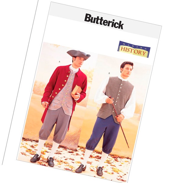 Men's Historic Colonial Costume Pattern. Butterick 3072. Size 38 - 42. New Uncut Pattern