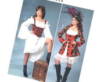 Ladies Pirate Steampunk Cosplay Corset and Dress Pattern, Butterick 6114, Size 6 - 14. Cosplay, RenFaire Dress, New Uncut Pattern