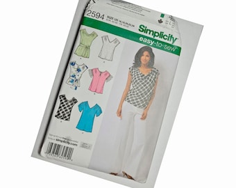 Ladies Pull Over Shirt Sewing Pattern, Simplicity 2594, Sized 16 - 24, New UnCut Pattern