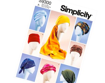 Turban/Hat Sewing Pattern in 7 styles, Simplicity 9300, New UnCut Pattern