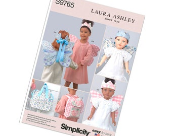 Laura Ashley Child & 18" Doll Accessory Pattern, Simplicity 9765, Wings Backpack and Crown, New UnCut Pattern