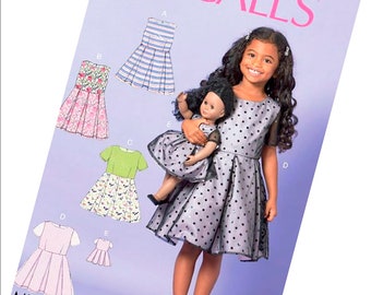 McCalls 7707 Little Girls (Sz 2-5) Dress and 18" Doll Clothes Sewing Pattern for American Girl dolls. New UnCut Pattern