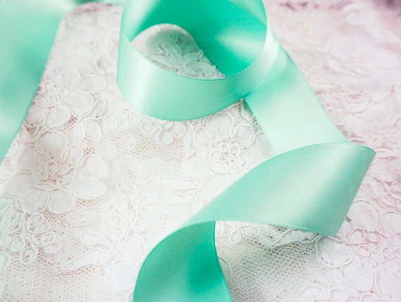 Mint Double Face Satin Ribbon, 1.5 Inch Satin Ribbon, Ribbon By The Yard