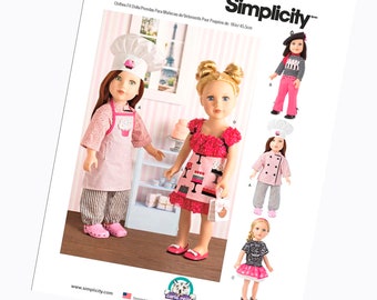 18 inch Doll Clothes Chef Sewing Pattern, Simplicity 8315, New Pattern
