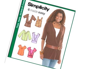 Ladies Pullover Top Sewing Pattern, Simplicity 3790, Sized 14-22, Out Of Print, UnCut Pattern