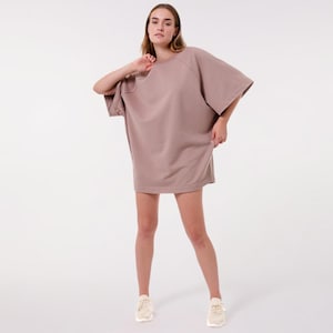 Sweatshirt Dress Brown, Oversized Sweatshirt, Plus Size Loose Casual Dress, Loose Casual Top Brown