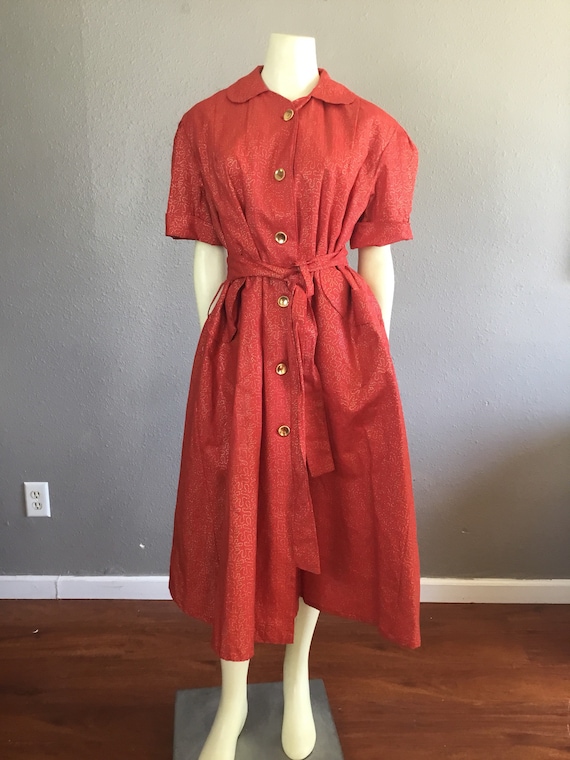 Vintage Paper Dress Abstract Print Dress 1950s 196