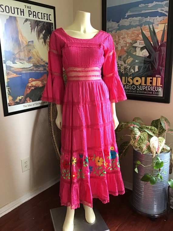 Vintage 1960s 60s Mexican Wedding Party Dress / Pi