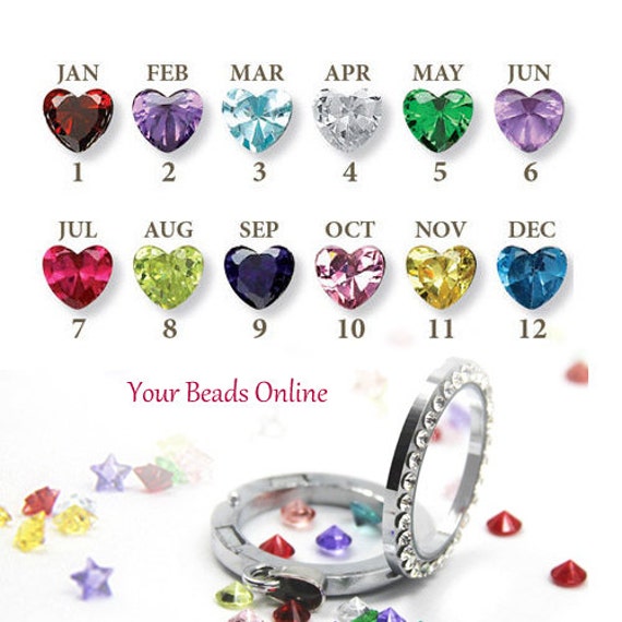 Floating Birthstone Crystal Heart Charms 5mm Birthstones For Your Living Memory Or Origami Owl Locket