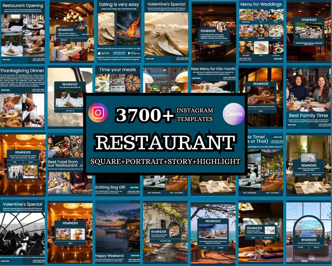Restaurant Canva Template for Social Media, Instagram Post-story ...