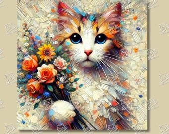 Cat With Flowers