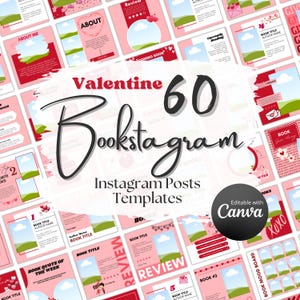Plantilla Canva para publicaciones de Instagram de Bookstagram de San Valentín Plantilla de reseña de libro Lectura Instagram Amante de los libros Redes sociales Autor Marketing