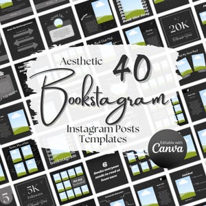 Libro Instagram Bookstagram publicaciones Canva Plantilla Instagram Reseña de libros Plantilla Lectura Instagram Amante de los libros Redes sociales Autor Marketing