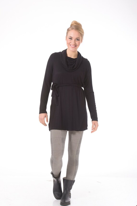 Items similar to Black Maternity tunic- Long cowl neck tunic for ...