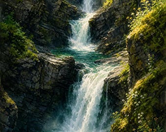 High Falls Gorge Adirondacks Art | Waterfall Printable Wall Art | Upstate NY | Instant Download