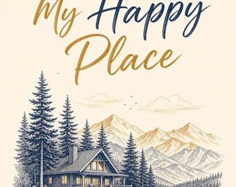 This Is My Happy Place Quote Print | Lake Cabin Wall Art | Printable 8x10 | Instant Download