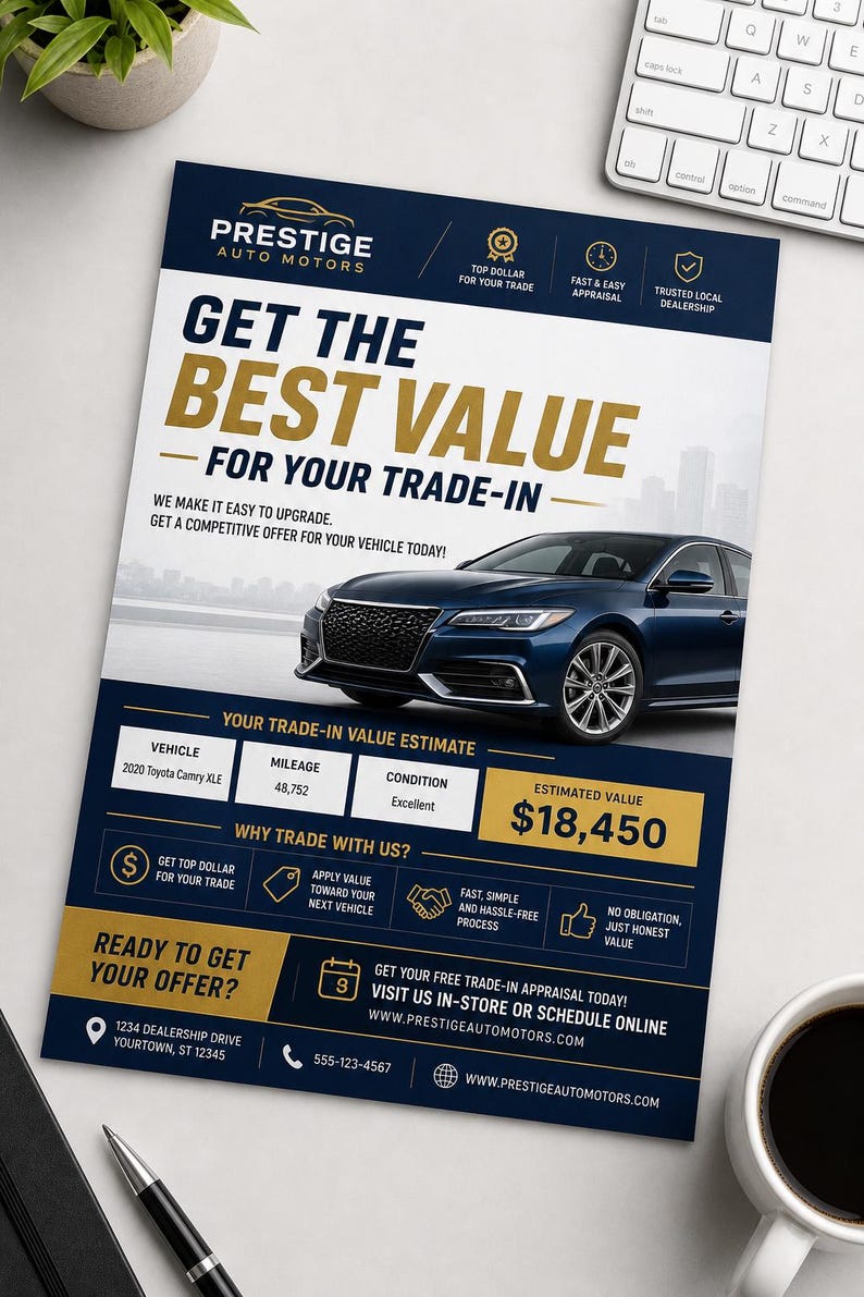 Trade-In Value Flyer Template | Car Dealership Marketing Canva Template | Automotive Instant Download immagine 2