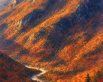 Giant Mountain Adirondacks Autumn Art | Fall Foliage Mountain Printable | Upstate NY | Instant Download