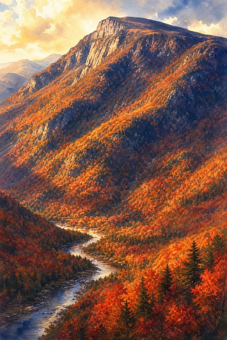 Giant Mountain Adirondacks Autumn Art | Fall Foliage Mountain Printable | Upstate NY | Instant Download immagine 1