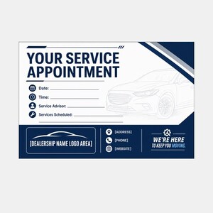 Automotive Service Appointment Reminder Card | Canva Template | Car Dealership Marketing | Printable Instant Download image 1