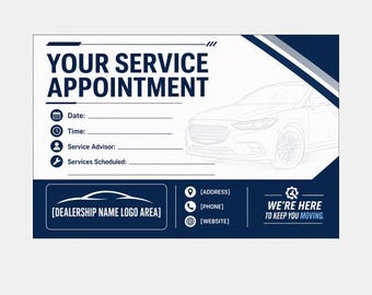 Automotive Service Appointment Reminder Card | Canva Template | Car Dealership Marketing | Printable Instant Download