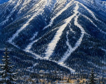 Whiteface Mountain Winter Art | Adirondack Ski Mountain Printable | Lake Placid NY | Instant Download