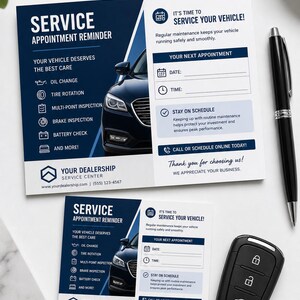 Automotive Service Appointment Reminder Card | Canva Template | Car Dealership Marketing | Printable Instant Download image 2