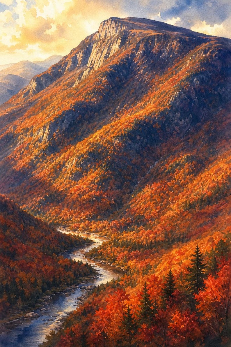 Giant Mountain Adirondacks Autumn Art | Fall Foliage Mountain Printable | Upstate NY | Instant Download immagine 2