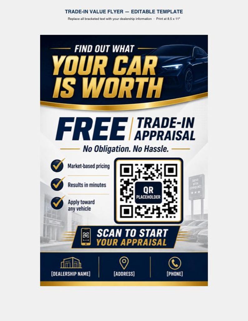 Trade-In Value Flyer Template | Car Dealership Marketing Canva Template | Automotive Instant Download immagine 1