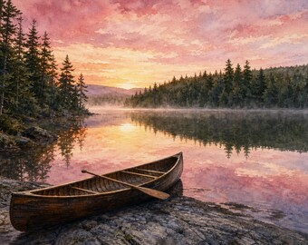 St Regis Canoe Area Adirondacks Art | Wilderness Lake Printable | Sunrise | Instant Download