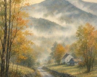 Vermont Countryside Printable Art | Farmhouse Decor 3-Piece Set | Barn Covered Bridge Country Road | Instant Download