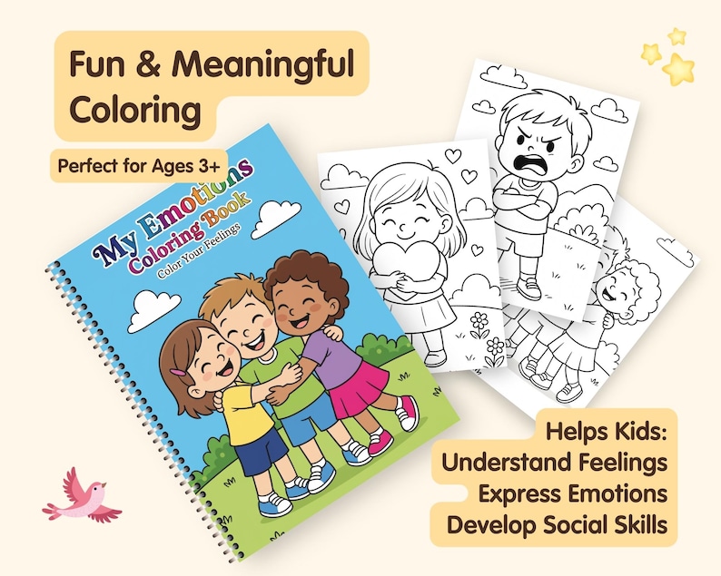 Kids Emotions Coloring Pages | Social Emotional Learning | Preschool Activity | 12 Pages | Instant Download imagem 3
