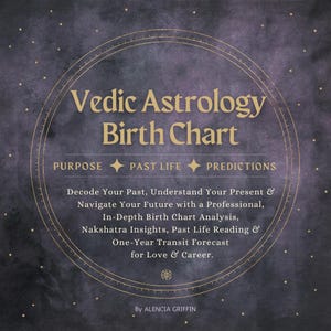 Carta astral de astrología védica (PDF) - Análisis del karma y nakshatra de vidas pasadas - Predicciones amorosas y profesionales para el próximo año
