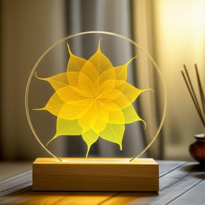 Bodhi Blatt Blumen Lampe, spirituelles Mandala Dekor, Entspannung Zen Nachtlicht, beruhigende LED Verzierung für Meditation, Yoga, Schlafzimmer, Wohnzimmer