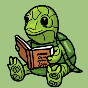 Dessin animé tortue lecture livre impression SVG PNG, fichier pour chemises, sweats à capuche, sacs, coques de téléphone, tasses, mugs
