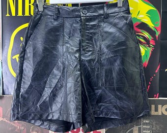 Black Leather Shorts 80s Baggy Leather Shorts Going Out Shorts