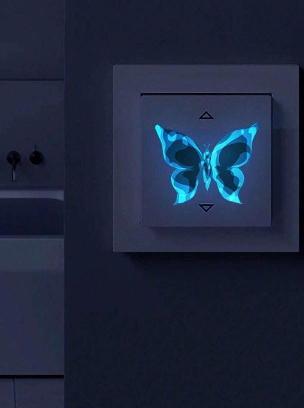 Stickers Muraux Papillons Bleus Luminescents – Déco Chambre, Effet Glow-in-the-dark – Neuf