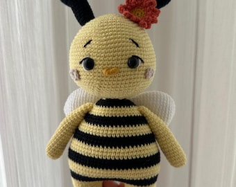 Bi-virkmönster PDF, Låg sömnads-bi-amigurumi-set, söta fantasiplyschleksaker, enkel gör-det-själv-handledning