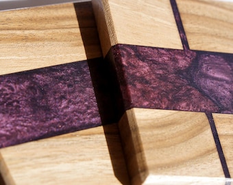 Handmade Walnut Coasters: Resin Inlay Drink Coasters, Set of 4